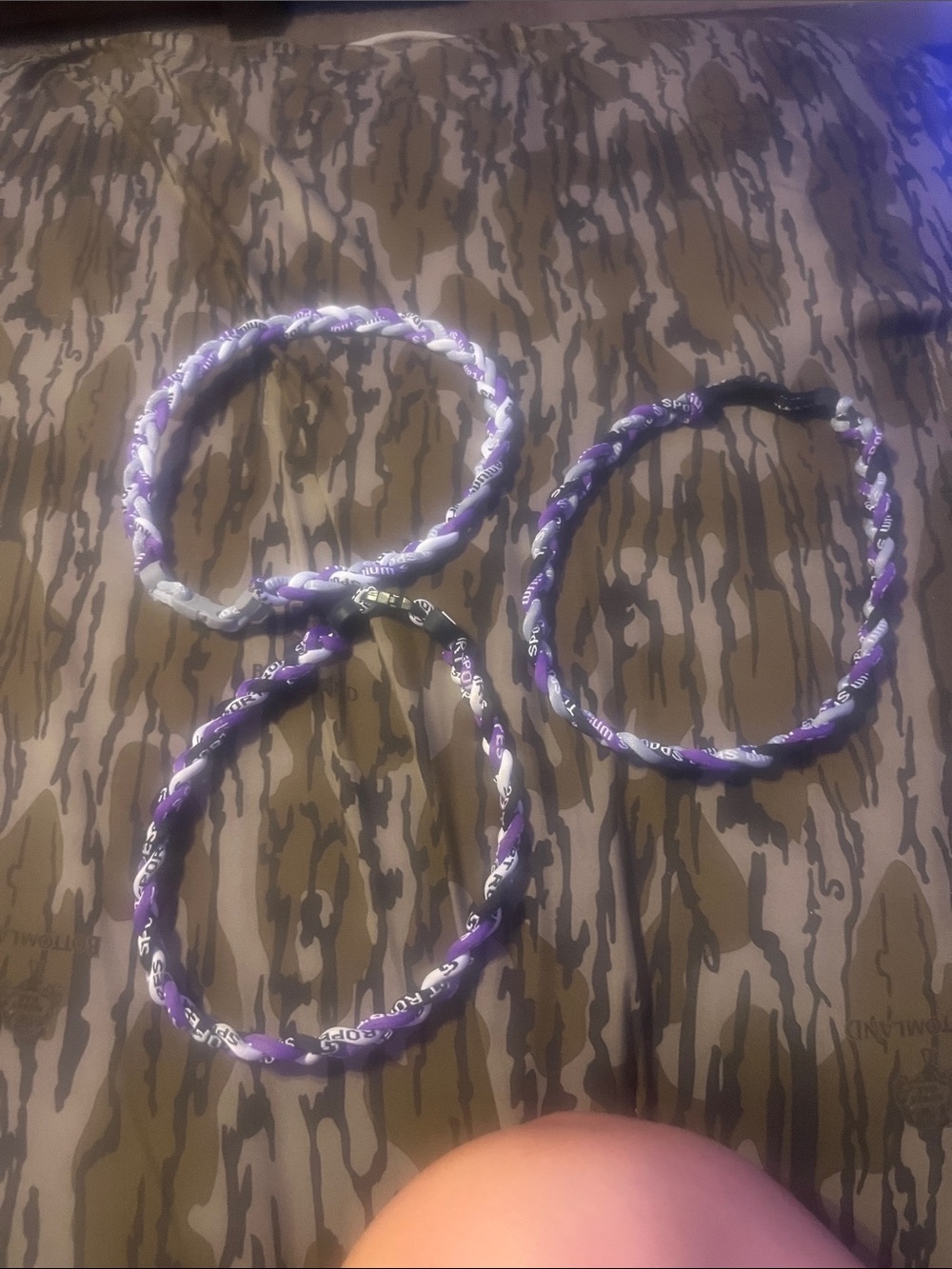 Titanium Purple and White Braided Kids Necklaces
